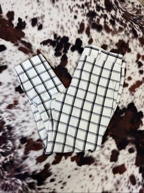Express Columnist Ankle Black and White Windowpane Plaid Pants 8